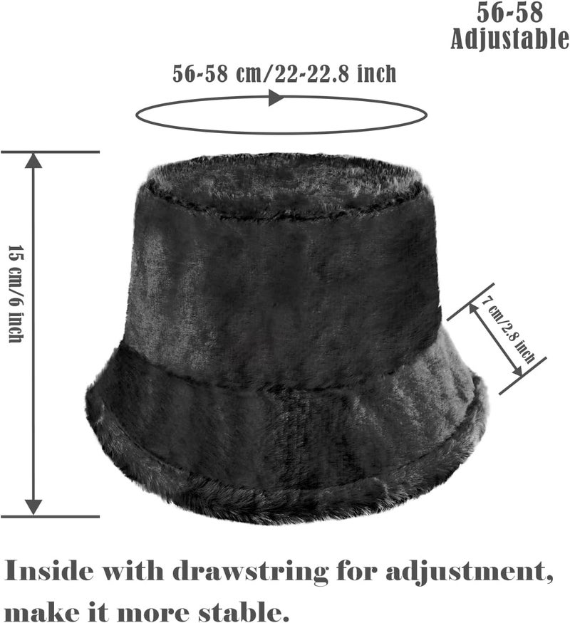 Yonchic Store Winter Soft Faux Fur Plush Bucket Hat, Lovely Fisherman Cap, Fashion Outdoor Thick Warm Sun Cap for Women - Image 2